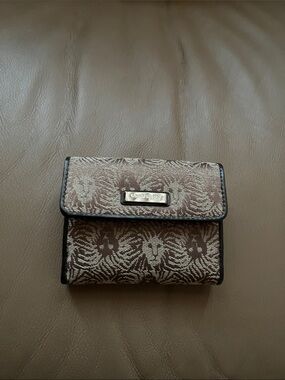 Anne Klein Brown Monogram Compact Fold Wallet